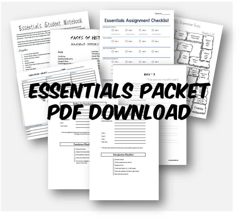 Essentials Resource Pack - Student Notebook Set Up (INSTANT DOWNLOAD)