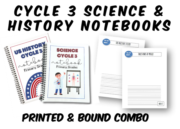 Cycle 3 SCIENCE & HISTORY Notebooks COMBO SET  (PRINTED W/SPIRAL)