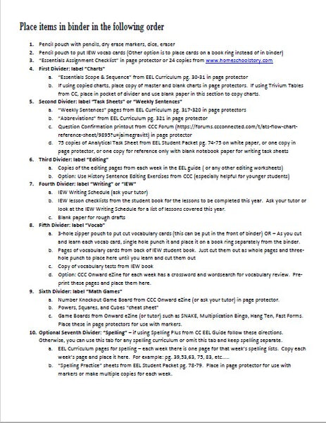 Essentials Resource Pack - Student Notebook Set Up (INSTANT DOWNLOAD)