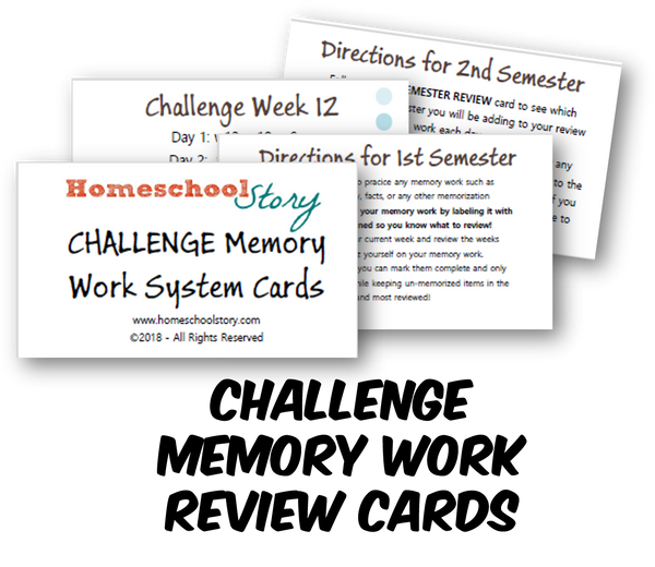 CC CHALLENGE Memory Work System Cards - (PRINTED/LAMINATED)