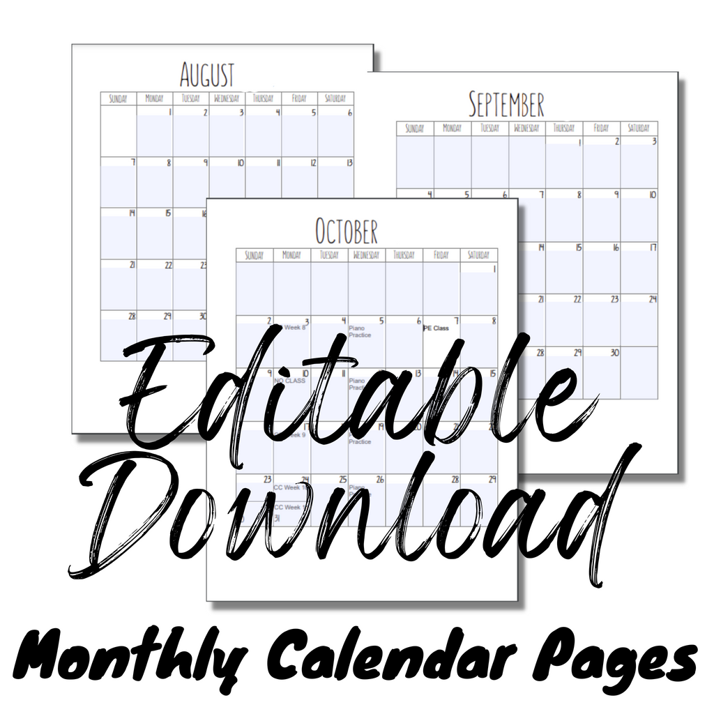 2025-2026 Student Planner- Monthly Calendars - FREE DOWNLOAD
