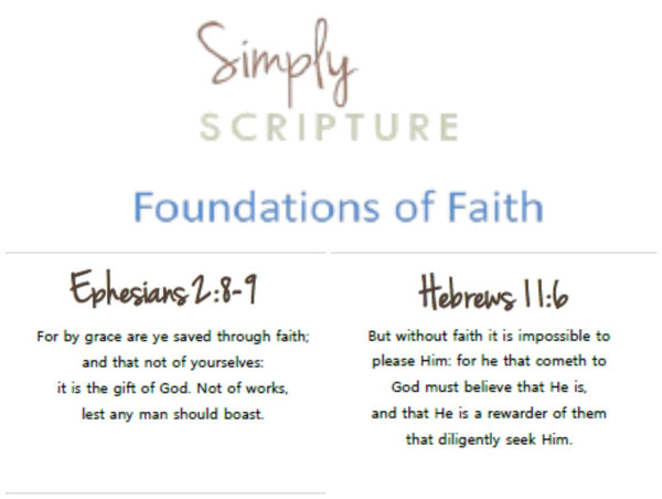 Simply Scripture Foundations of Faith - Memory Cards - (INSTANT DOWNLOAD)