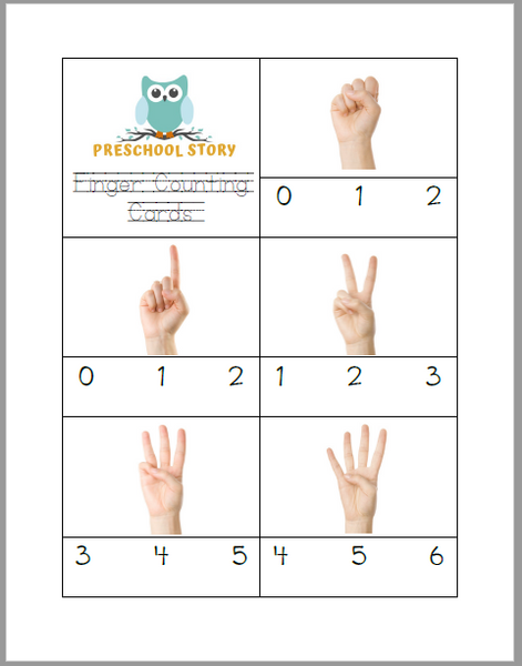 Numbers Finger Counting Cards - Preschool - INSTANT DOWNLOAD