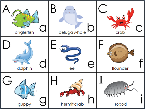 Preschool Ocean Alphabet Letter Match -PDF (INSTANT DOWNLOAD)