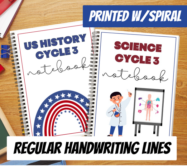 Cycle 3 SCIENCE & HISTORY Notebooks COMBO SET  (PRINTED W/SPIRAL)