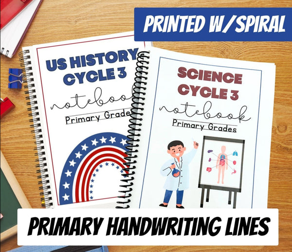 Cycle 3 SCIENCE & HISTORY Notebooks COMBO SET  (PRINTED W/SPIRAL)