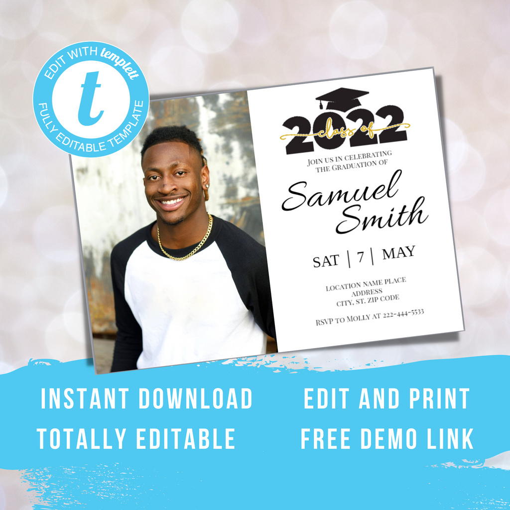 high-school-graduation-invitation-with-photo-editiable-instant-dow-homeschoolstory for Free Printable Graduation Announcements Templates High School Graduation Invitation with Photo - EDITIABLE - INSTANT DOW – HomeschoolStory for Free Printable Graduation Announcements Templates