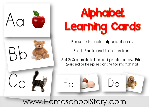 Preschool Alphabet Learning Cards (INSTANT DOWNLOAD)