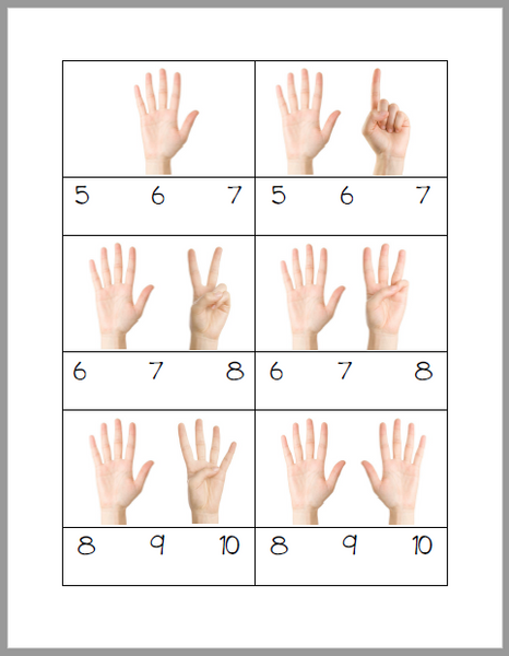 Numbers Finger Counting Cards - Preschool - INSTANT DOWNLOAD