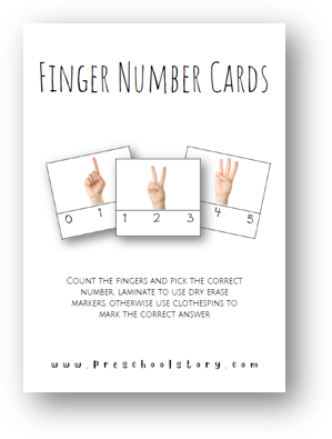 Numbers Finger Counting Cards - Preschool - INSTANT DOWNLOAD