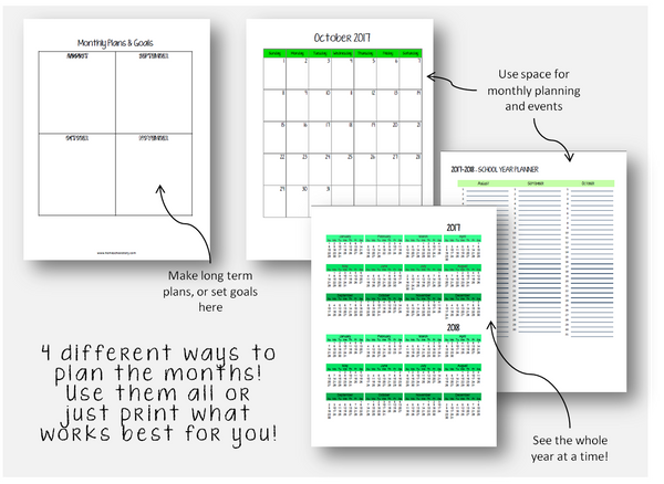 2023-2024 Student Planner - 6 Subject - Green or Blue - EDITABLE (INSTANT DOWNLOAD)
