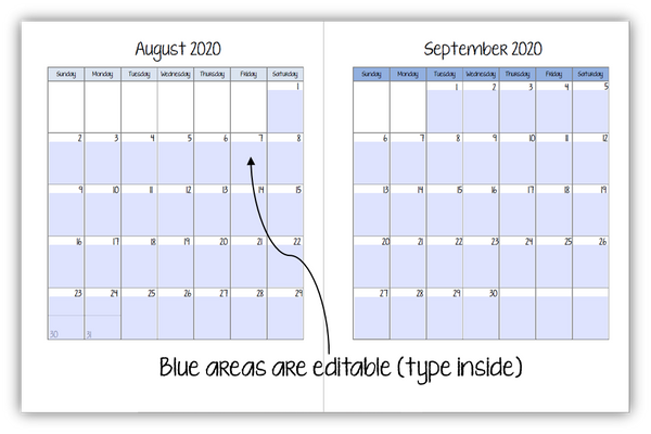 2023-2024 Student Planner - 7 Subject - Green or Blue - EDITABLE (INSTANT DOWNLOAD)