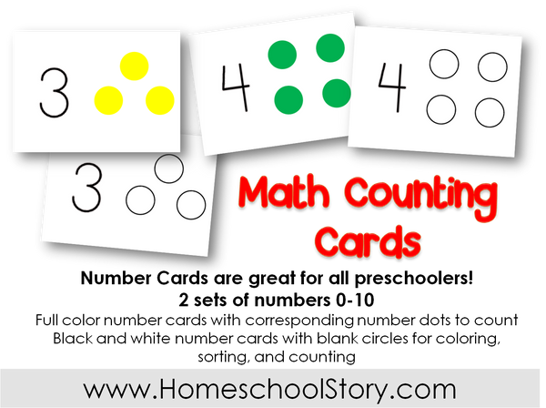 Preschool Number Counting Cards (INSTANT DOWNLOAD)