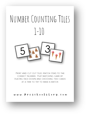Number Counting Tiles - Preschool - INSTANT DOWNLOAD